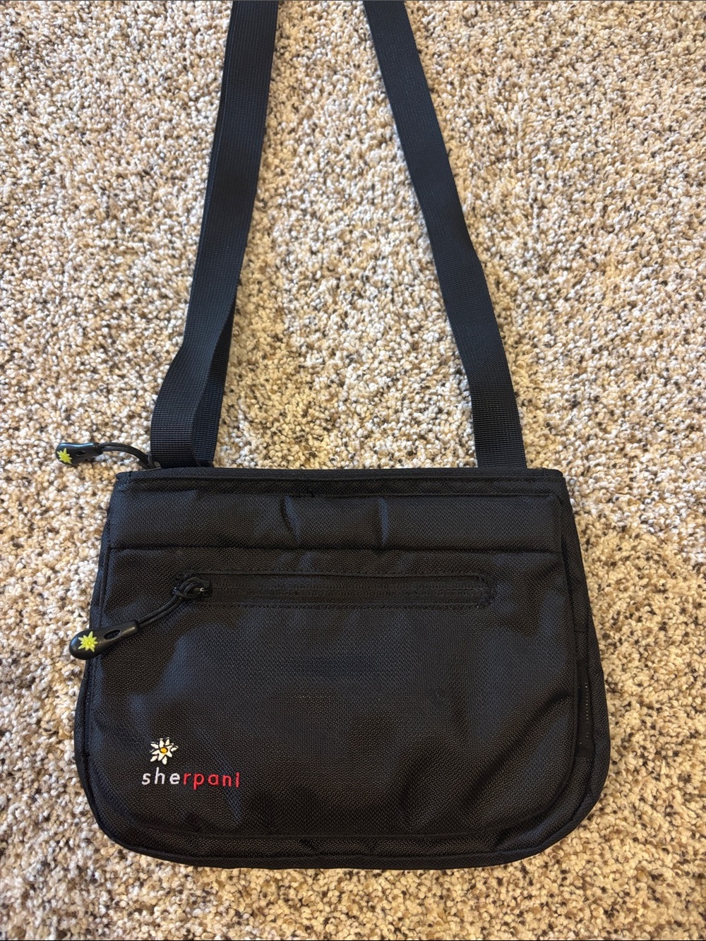 Sherpani Black Compact Crossbody Purse with Florals